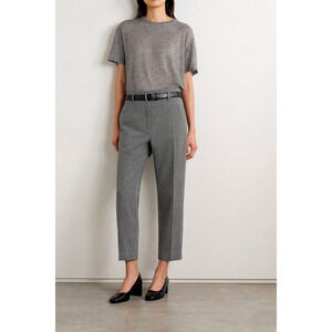 NWT! Nili Lotan 6 High Rise $575 Virgin WOOL Dress Pants Crop Gray Straight Leg